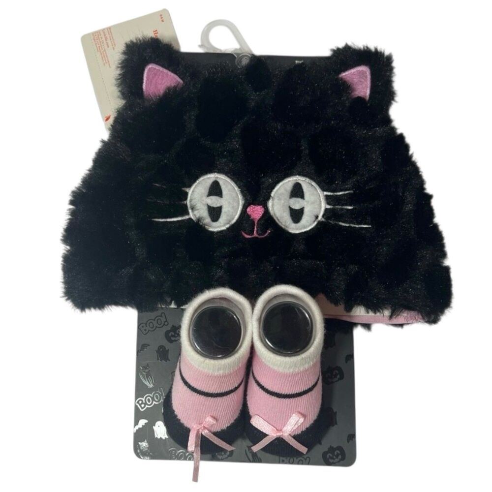 Little Me Baby Cat Hat Pink Booties Set 0‑6M Kawaii Infant Gift NWT